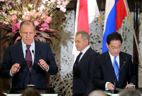 Russian Foreign Minister Sergei Lavrov and Defense Minister Sergei Shoigu visit Japan