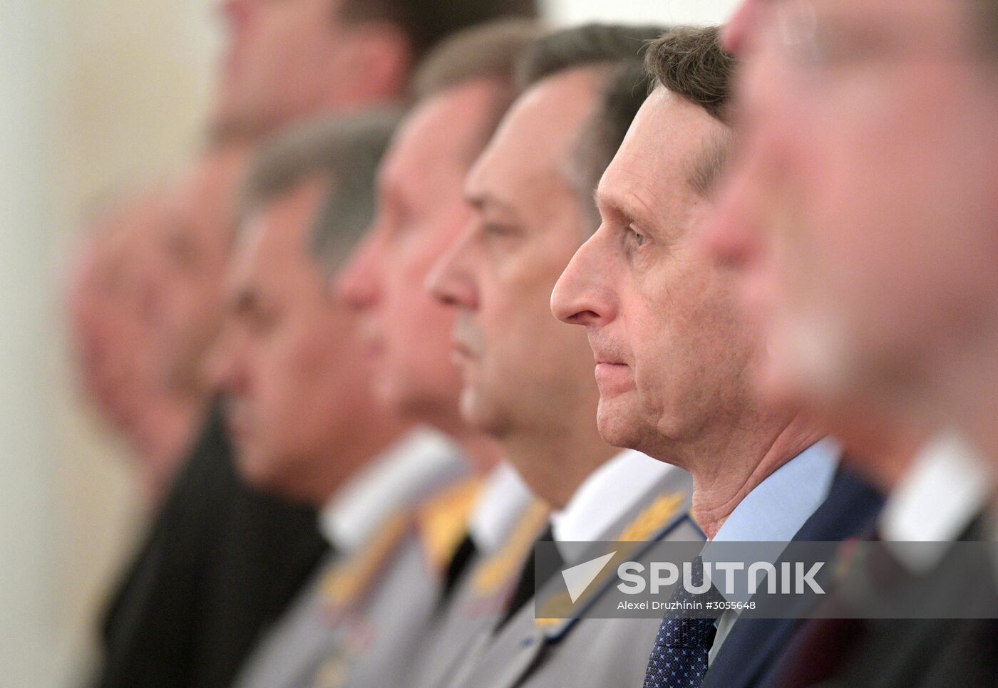 Russian President Vladimir Putin meets with senior officers awarded top special military ranks