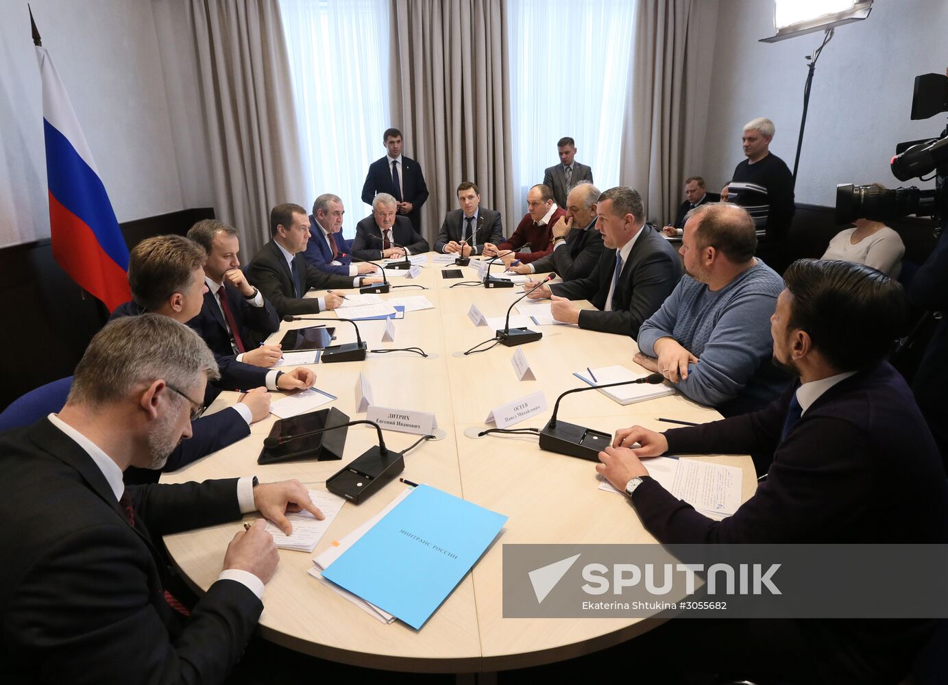 Russian Prime Minister Dmitry Medvedev meets with representatives of small and medium business in transportation sector