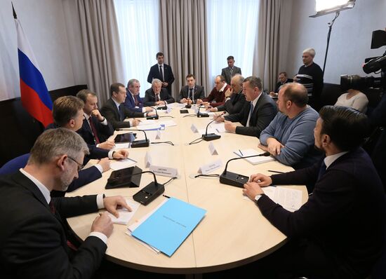 Russian Prime Minister Dmitry Medvedev meets with representatives of small and medium business in transportation sector