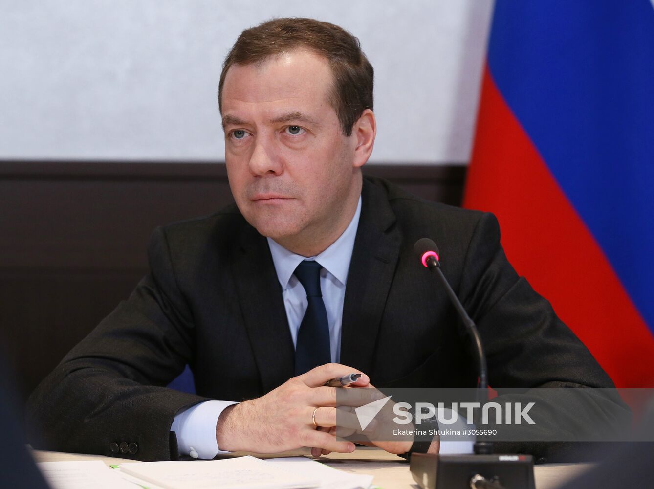 Russian Prime Minister Dmitry Medvedev meets with representatives of small and medium business in transportation sector