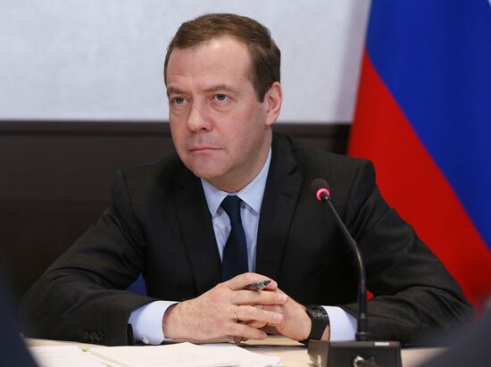 Russian Prime Minister Dmitry Medvedev meets with representatives of small and medium business in transportation sector