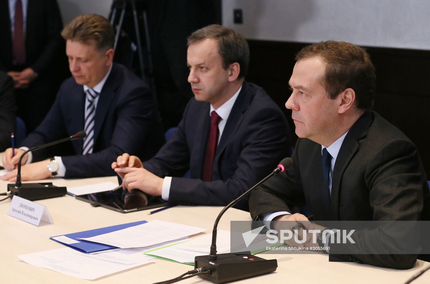 Russian Prime Minister Dmitry Medvedev meets with representatives of small and medium business in transportation sector