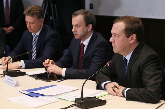 Russian Prime Minister Dmitry Medvedev meets with representatives of small and medium business in transportation sector