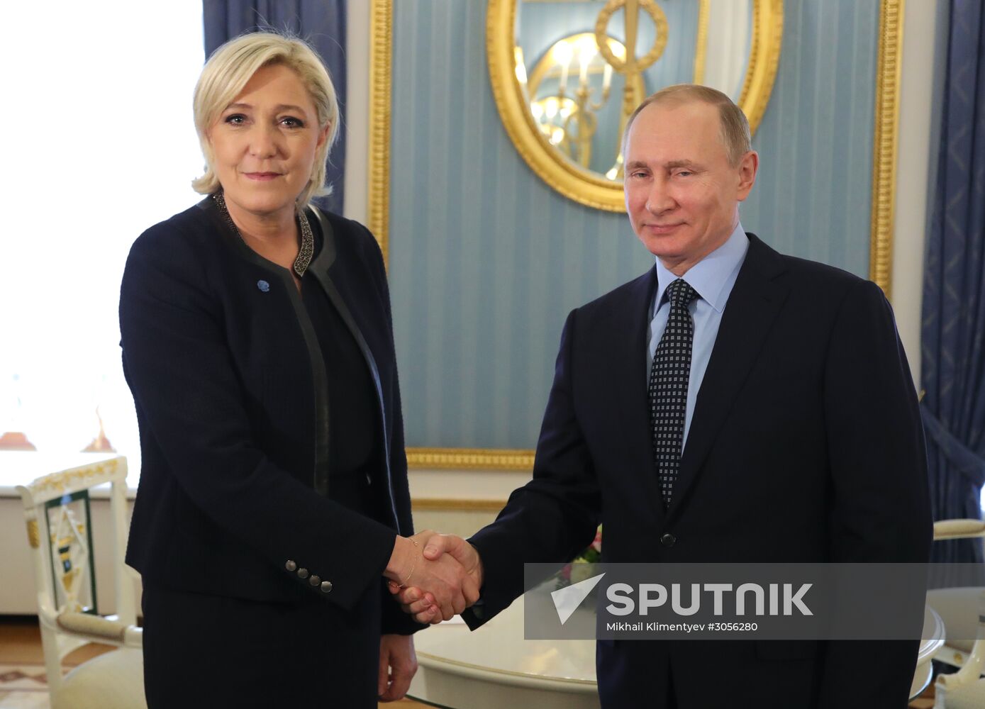 President Vladimir Putin meets with French presidential candidate Marine Le Pen