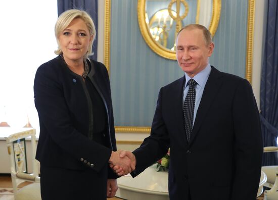 President Vladimir Putin meets with French presidential candidate Marine Le Pen