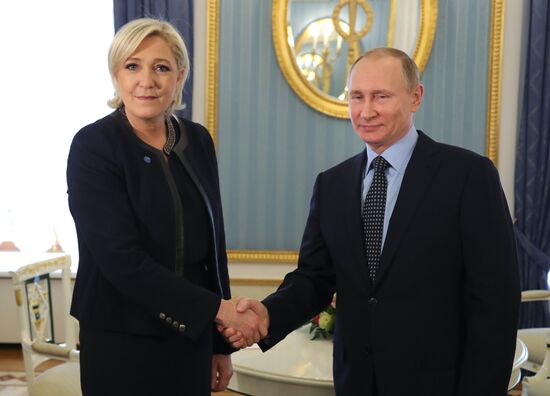 President Vladimir Putin meets with French presidential candidate Marine Le Pen