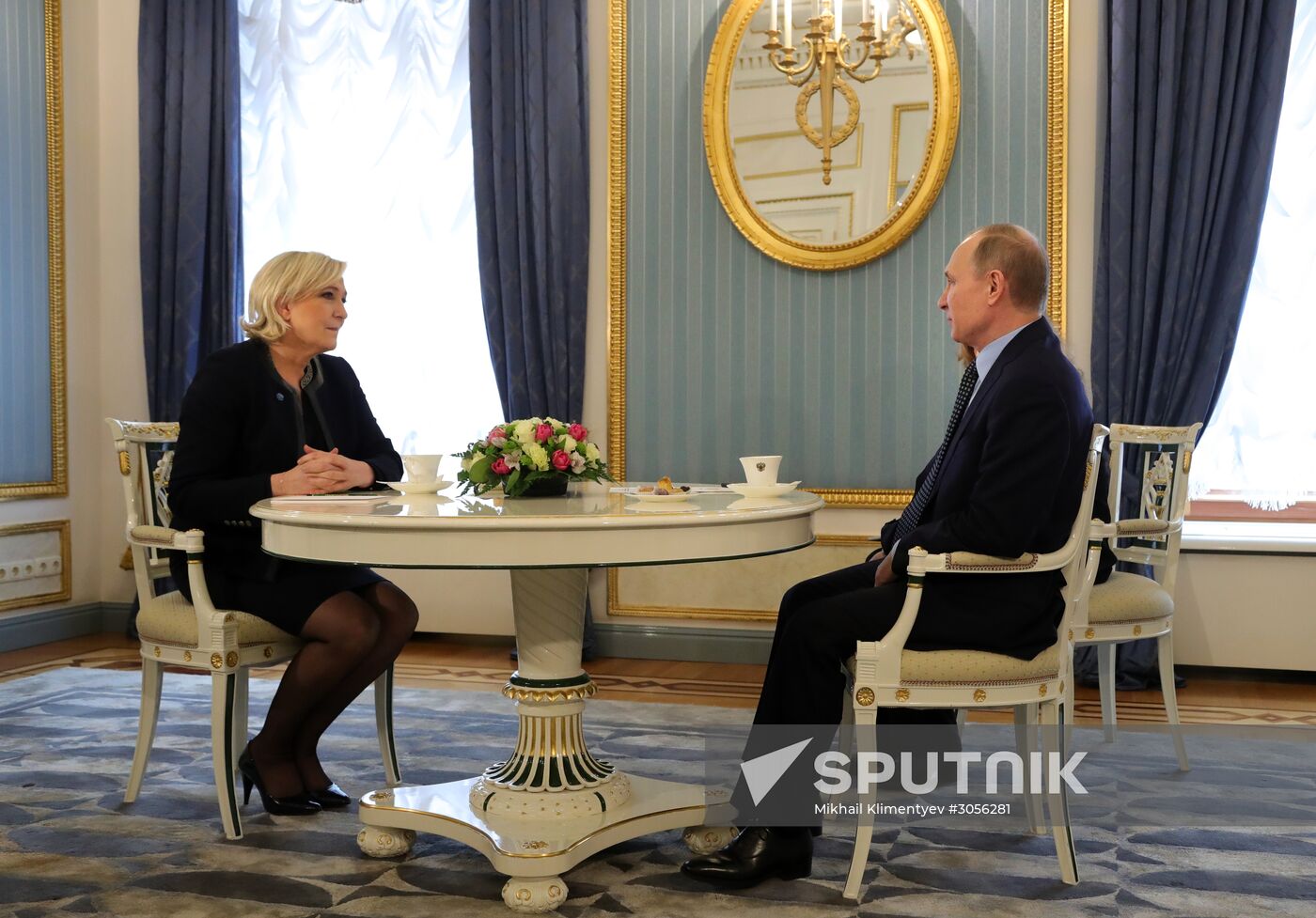 President Vladimir Putin meets with French presidential candidate Marine Le Pen
