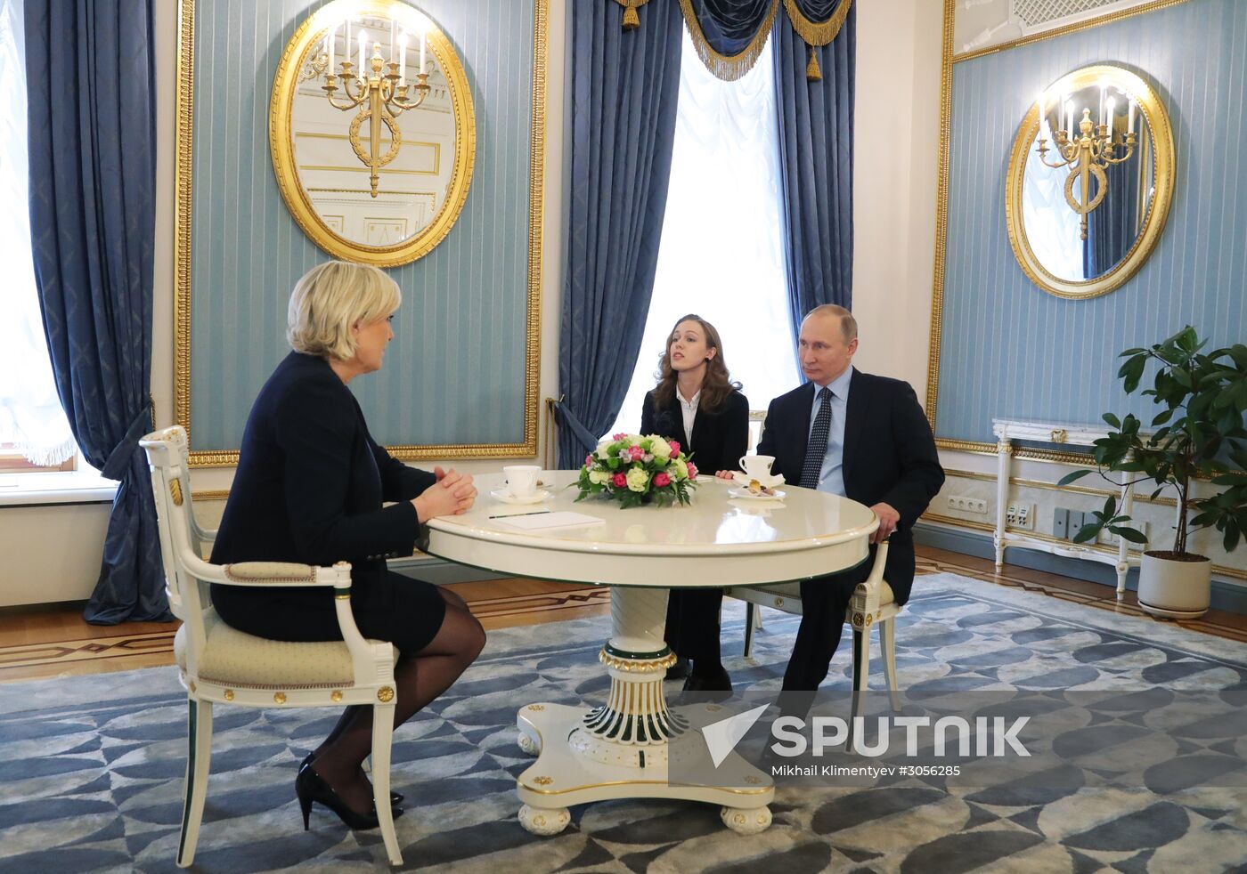 President Vladimir Putin meets with French presidential candidate Marine Le Pen