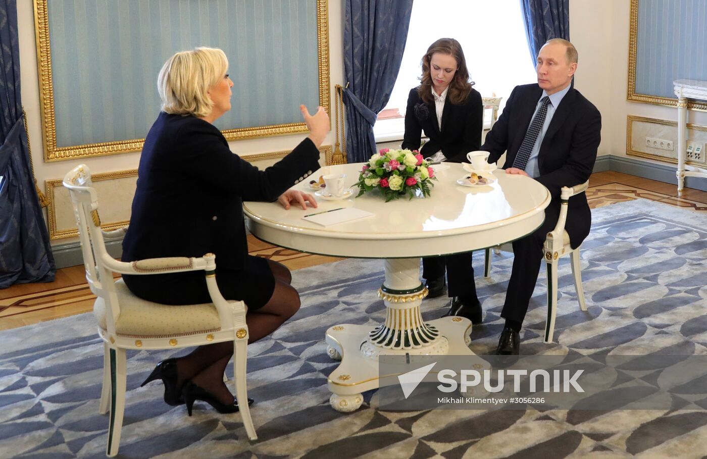 President Vladimir Putin meets with French presidential candidate Marine Le Pen