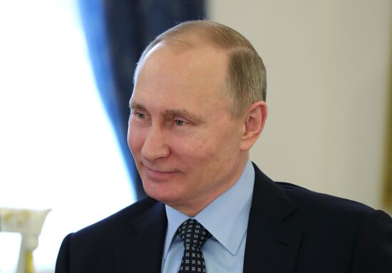 President Vladimir Putin meets with French presidential candidate Marine Le Pen