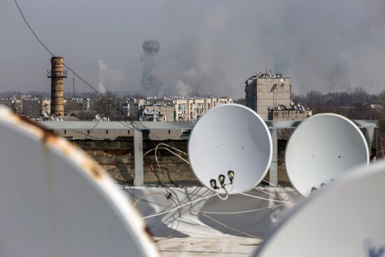 Aftermath of munitions depot fire in Kharkiv region