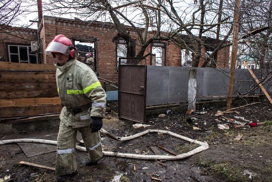 Aftermath of munitions depot fire in Kharkiv region