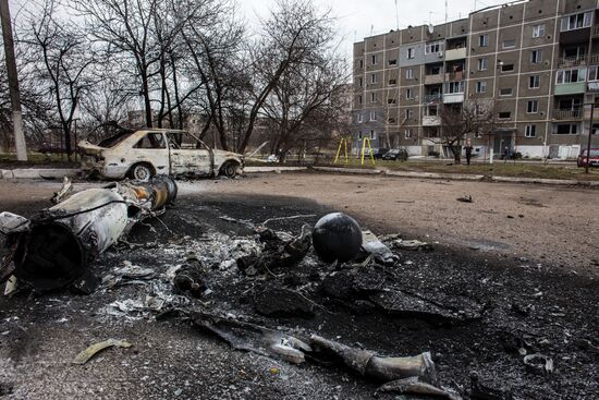 Aftermath of munitions depot fire in Kharkiv region
