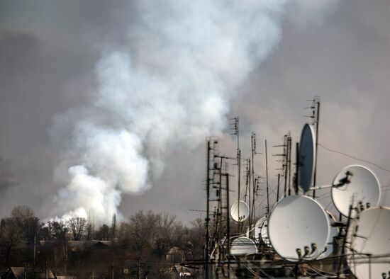 Aftermath of munitions depot fire in Kharkiv region