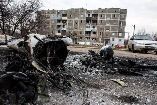 Aftermath of munitions depot fire in Kharkiv region