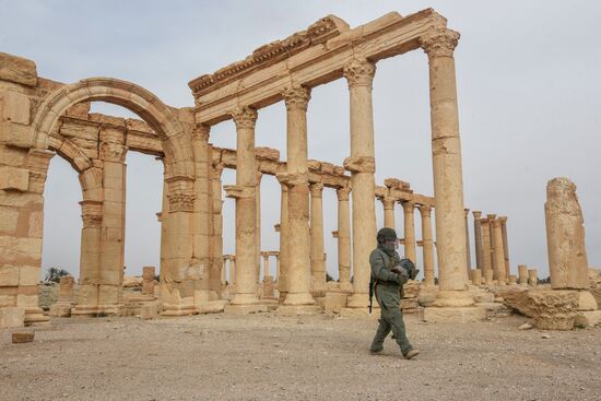 Russian engineers conduct mine clearance operation in Palmyra