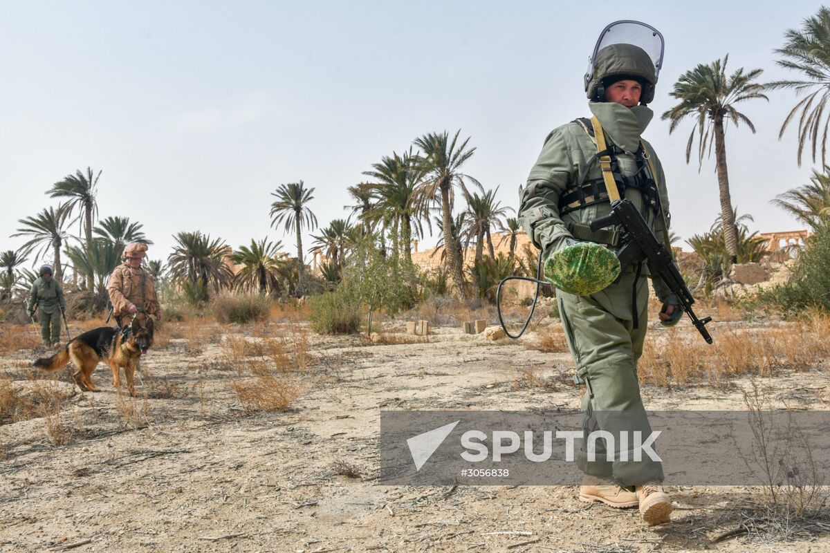 Russian engineers conduct mine clearance operation in Palmyra