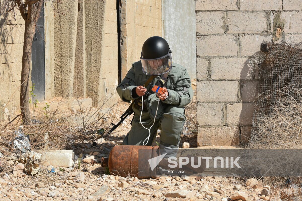 Russian engineers conduct mine clearance operation in Palmyra