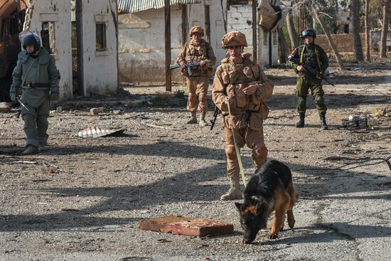 Russian engineers conduct mine clearance operation in Palmyra