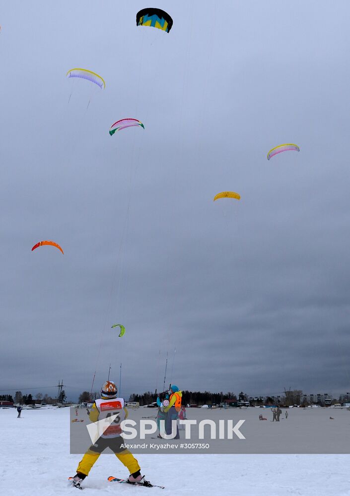 Snow kiteboarding championship in Novosibirsk Region