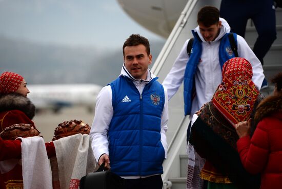 Russian national football team arrives in Sochi