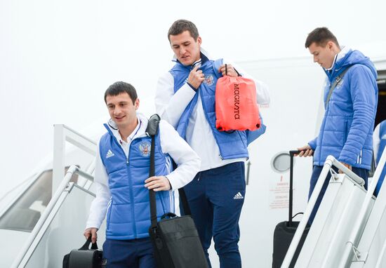 Russian national football team arrives in Sochi