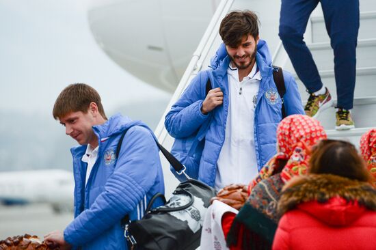 Russian national football team arrives in Sochi