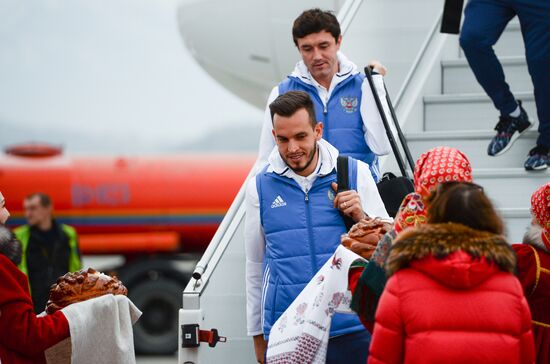 Russian national football team arrives in Sochi