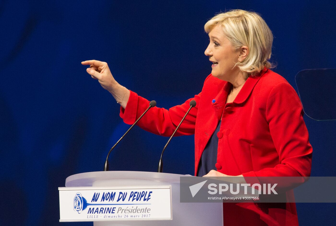 Rally in support of French presidential candidate Marine Le Pen in Lille