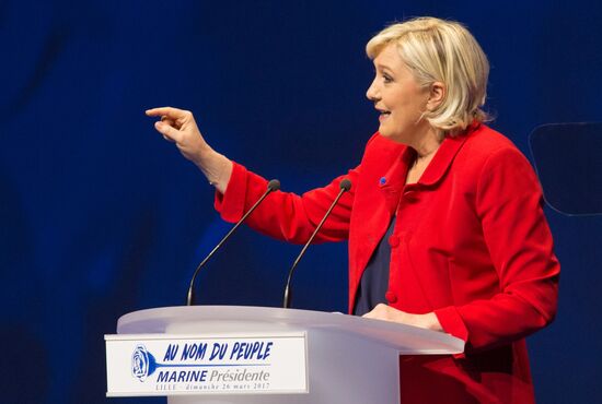 Rally in support of French presidential candidate Marine Le Pen in Lille