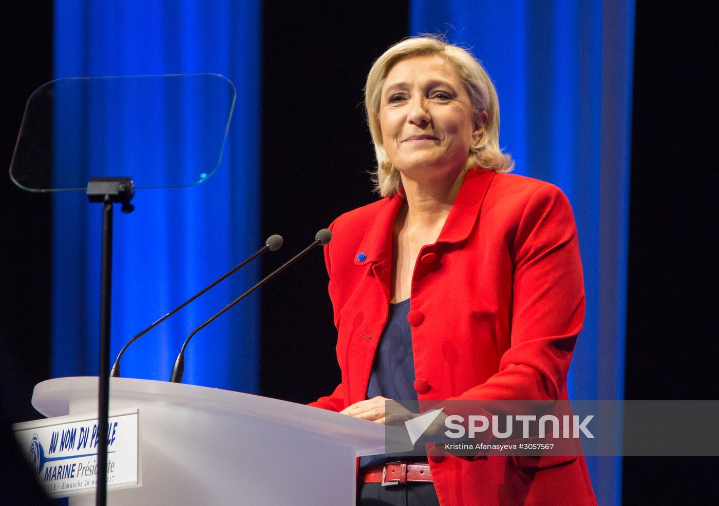 Rally in support of French presidential candidate Marine Le Pen in Lille