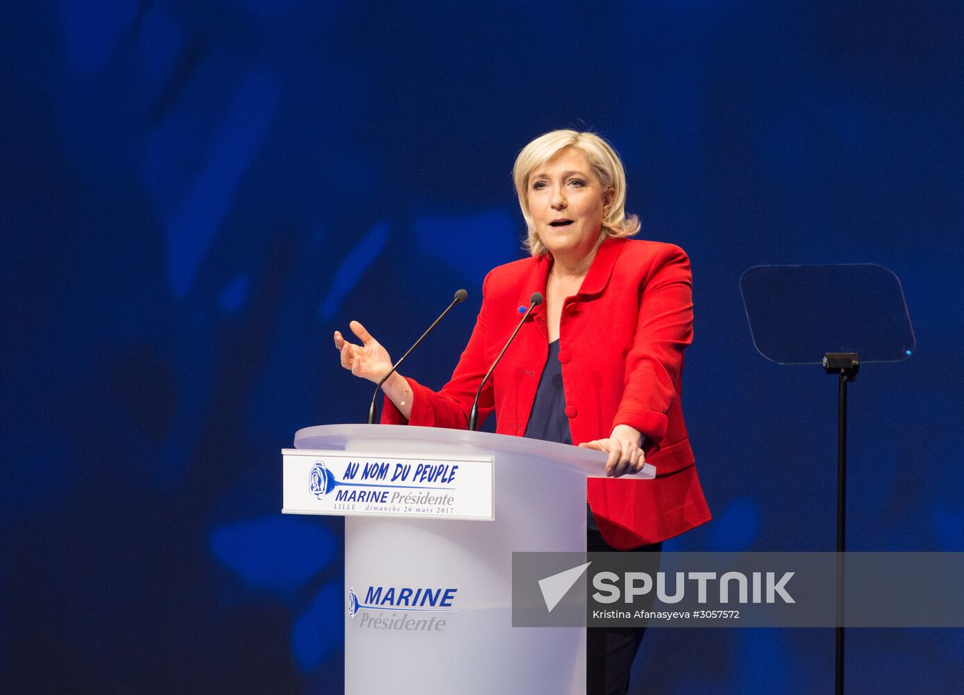 Rally in support of French presidential candidate Marine Le Pen in Lille