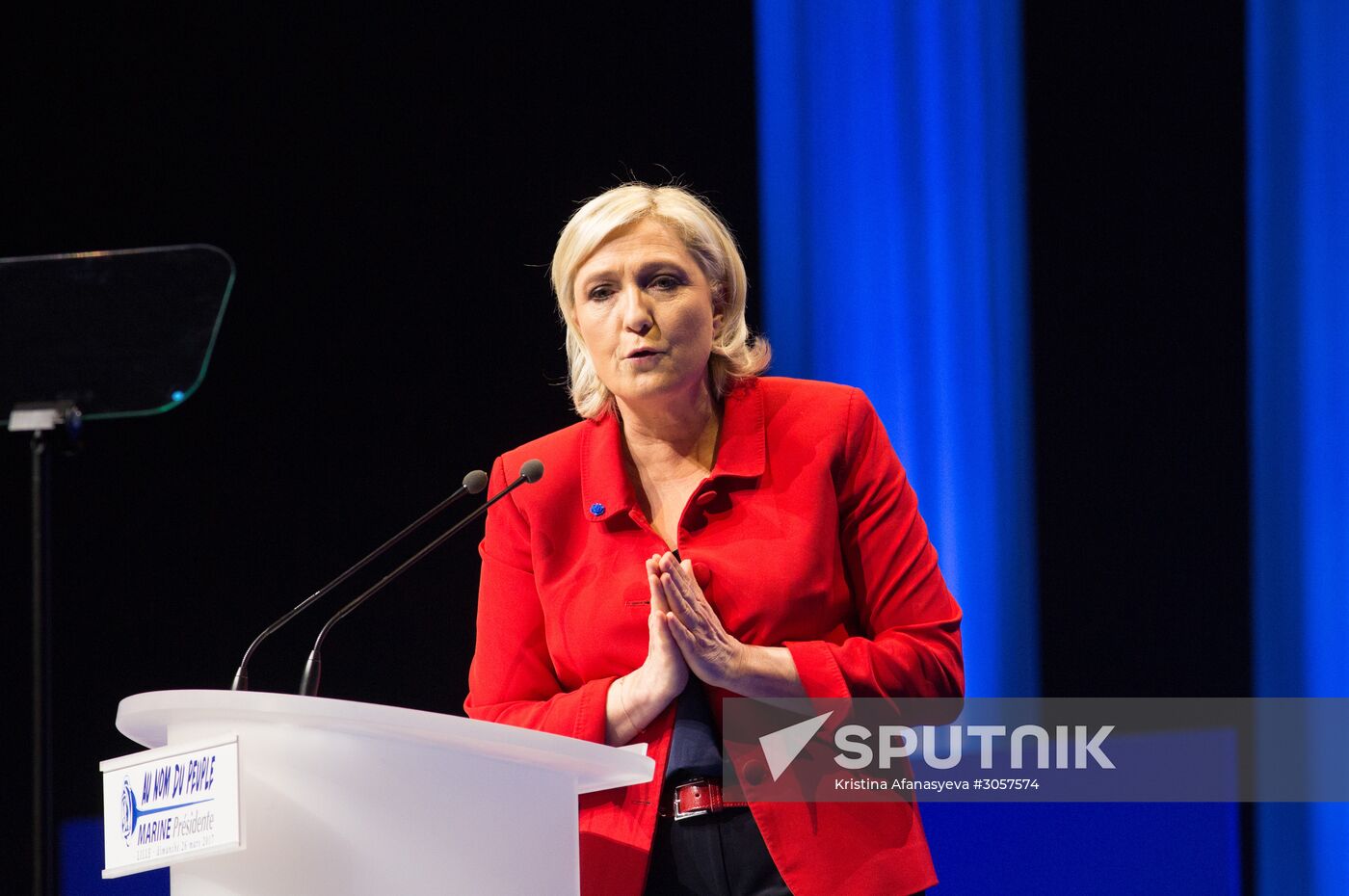 Rally in support of French presidential candidate Marine Le Pen in Lille