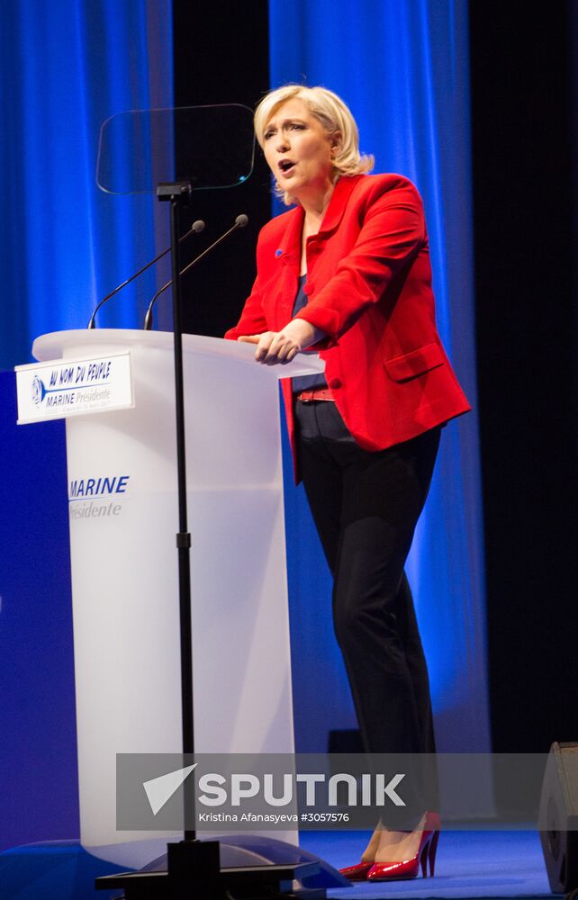Rally in support of French presidential candidate Marine Le Pen in Lille