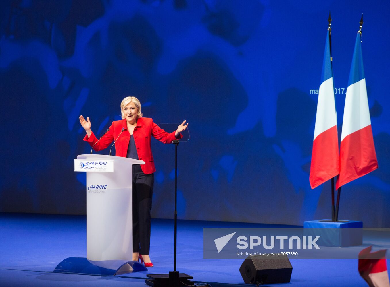 Rally in support of French presidential candidate Marine Le Pen in Lille