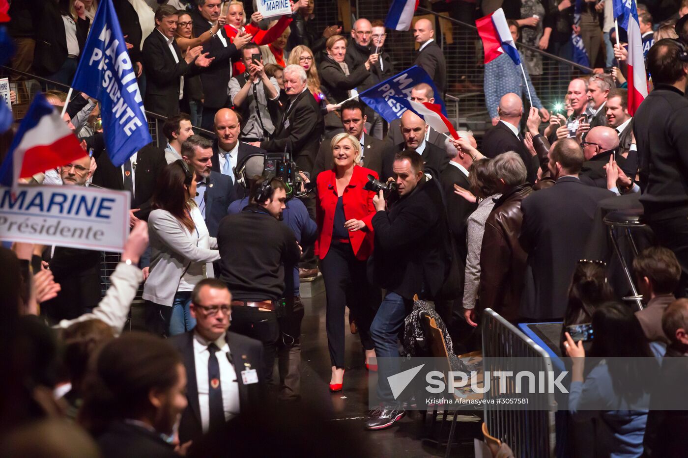 Rally in support of French presidential candidate Marine Le Pen in Lille