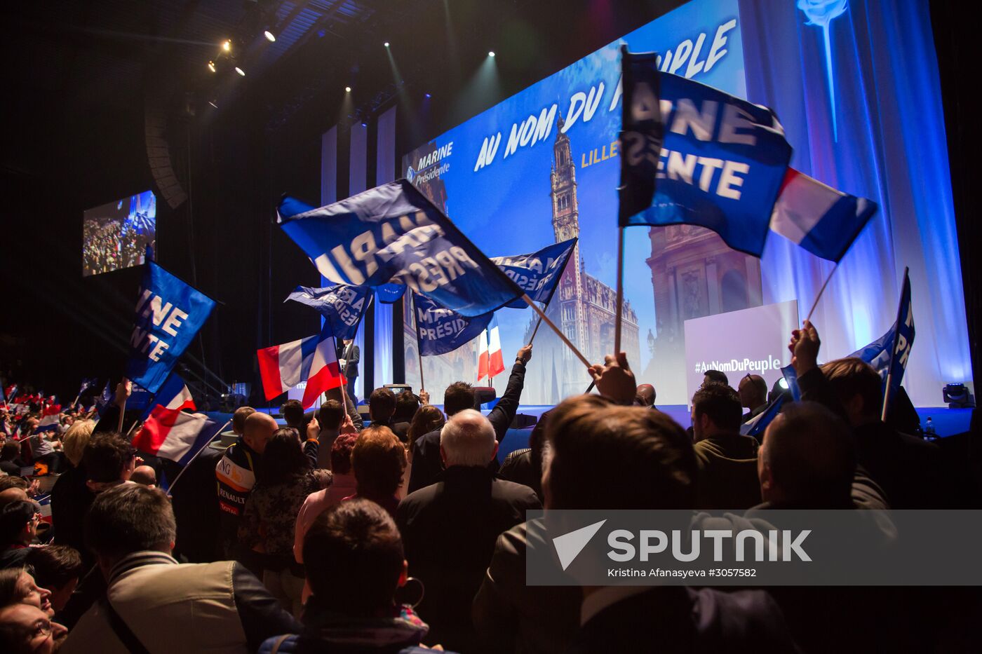 Rally in support of French presidential candidate Marine Le Pen in Lille