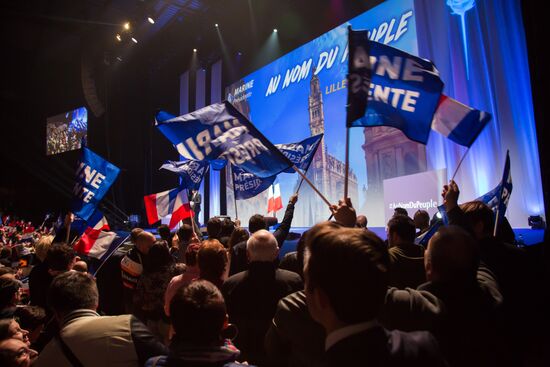 Rally in support of French presidential candidate Marine Le Pen in Lille