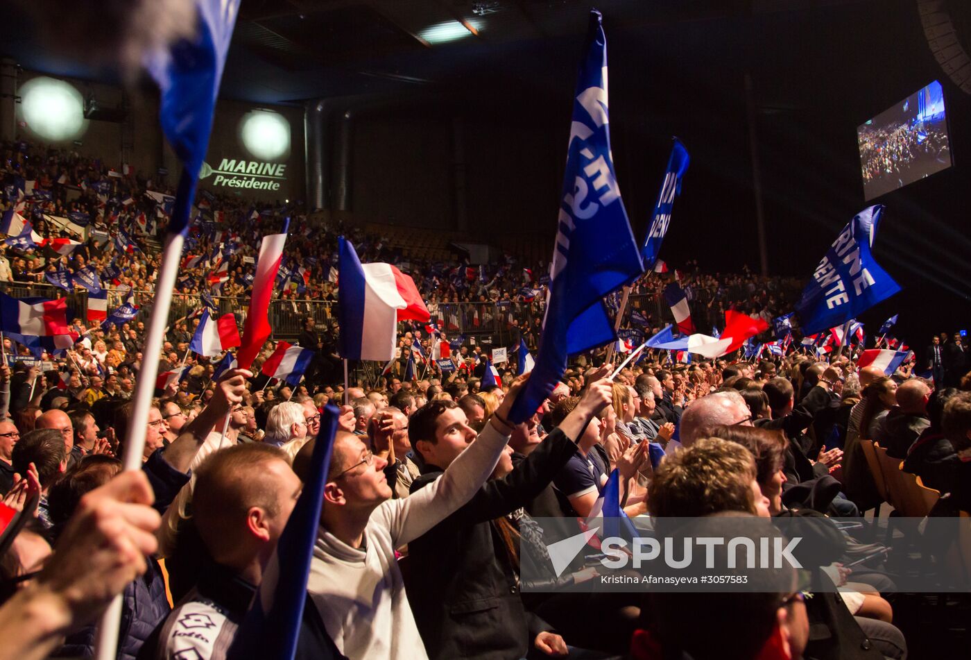 Rally in support of French presidential candidate Marine Le Pen in Lille