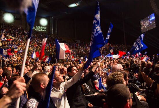 Rally in support of French presidential candidate Marine Le Pen in Lille