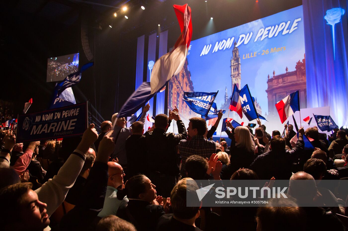 Rally in support of French presidential candidate Marine Le Pen in Lille
