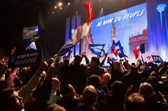 Rally in support of French presidential candidate Marine Le Pen in Lille