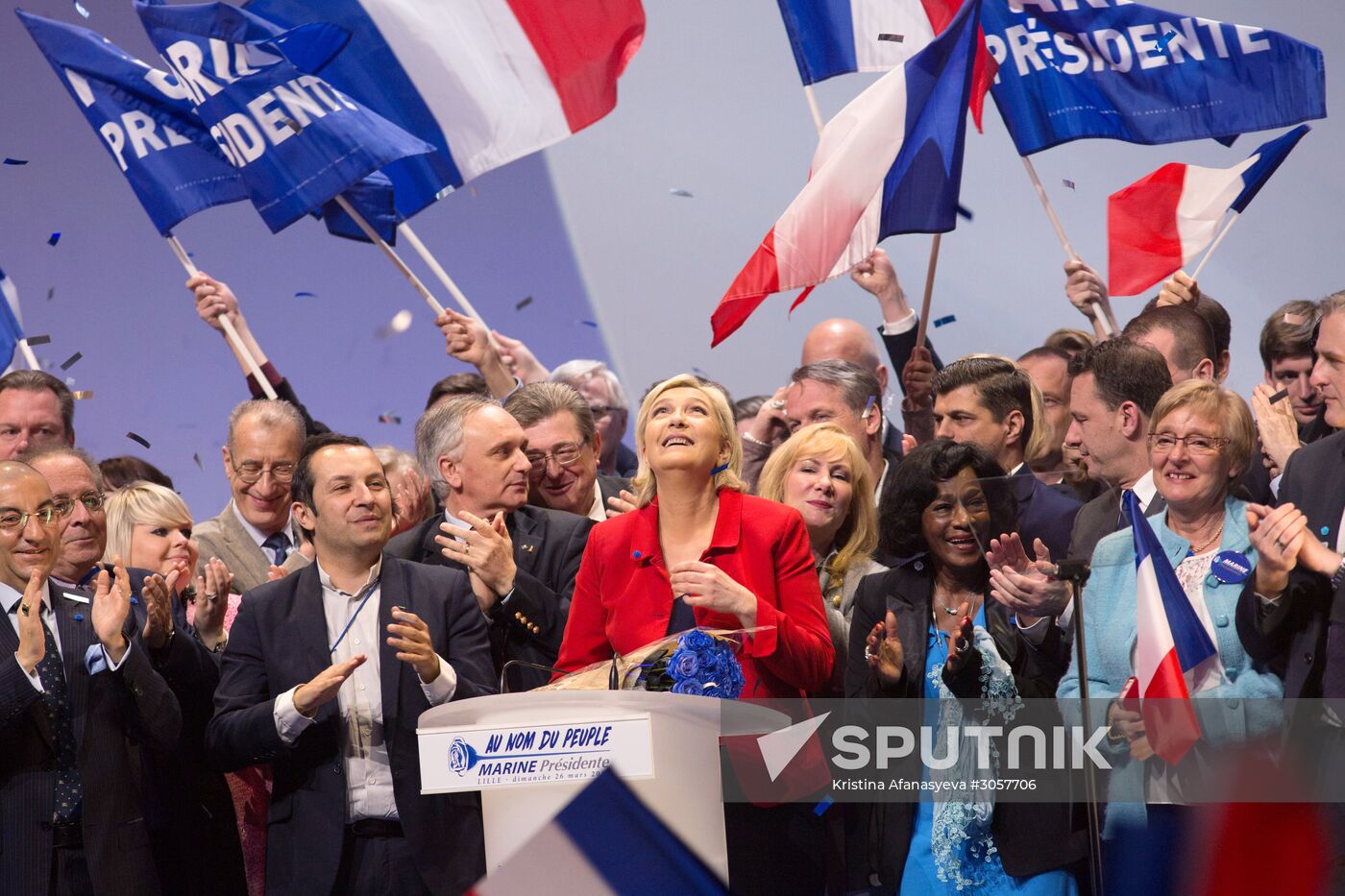 Rally in support of French presidential candidate Marine Le Pen in Lille