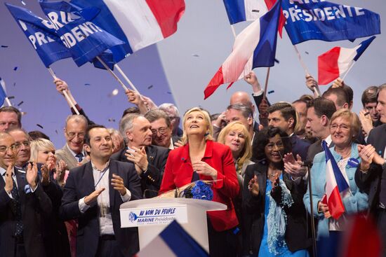 Rally in support of French presidential candidate Marine Le Pen in Lille