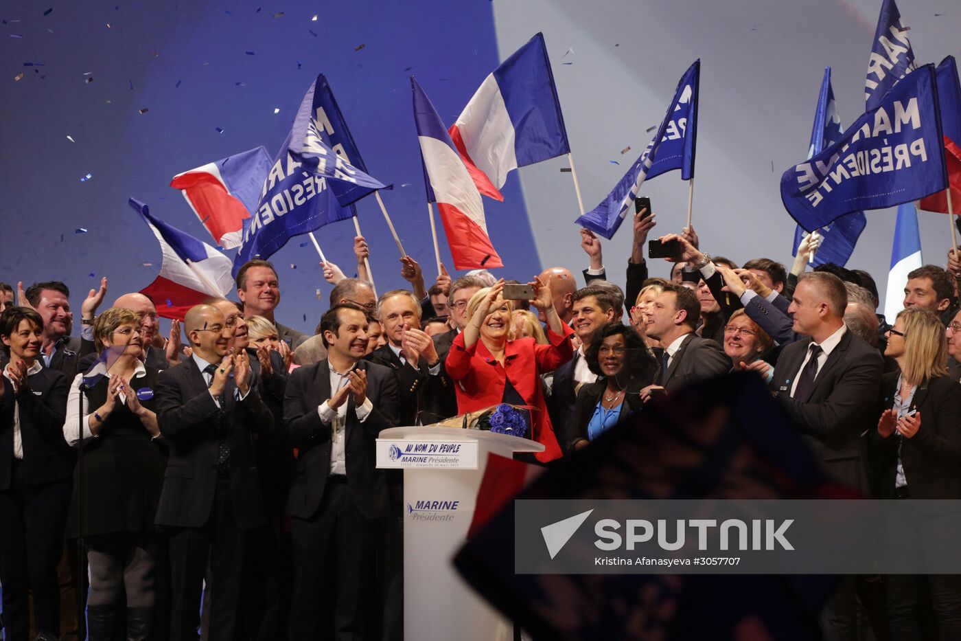 Rally in support of French presidential candidate Marine Le Pen in Lille