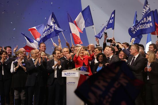 Rally in support of French presidential candidate Marine Le Pen in Lille