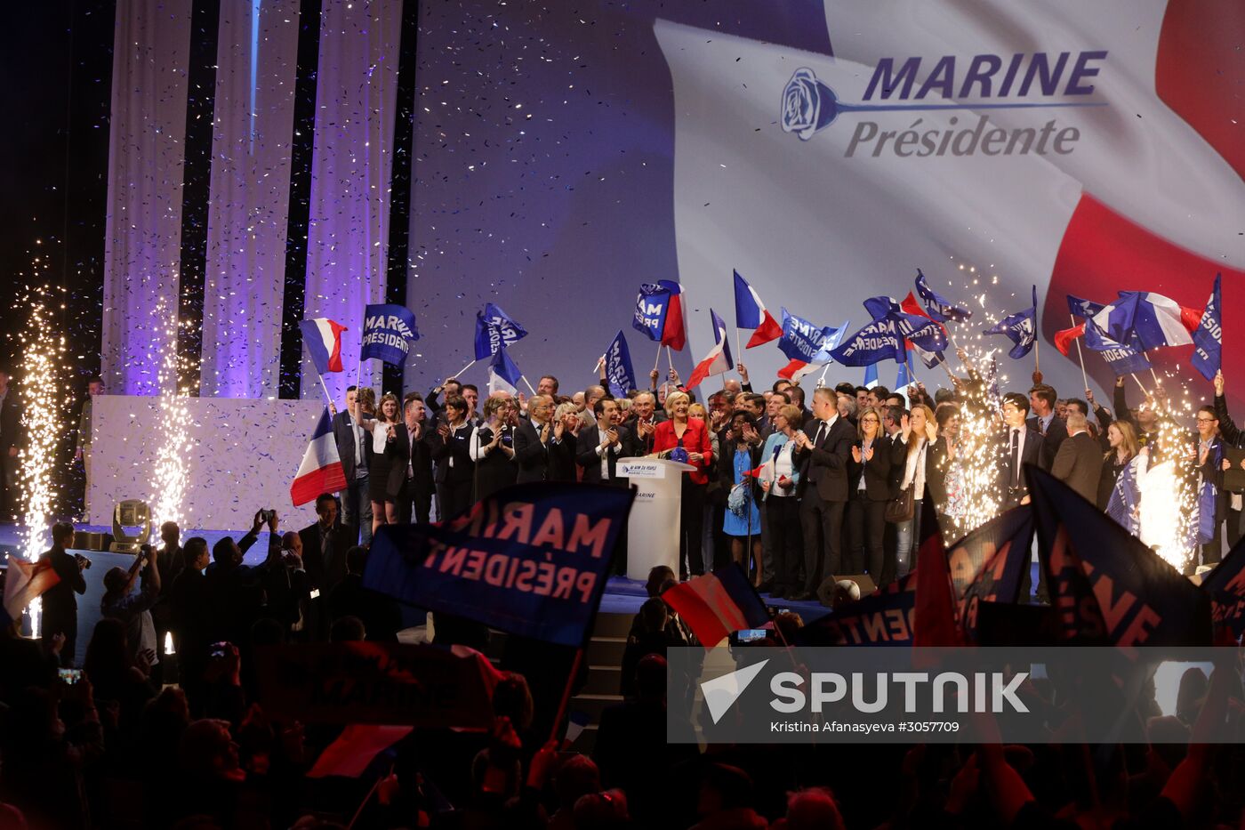Rally in support of French presidential candidate Marine Le Pen in Lille
