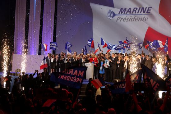 Rally in support of French presidential candidate Marine Le Pen in Lille