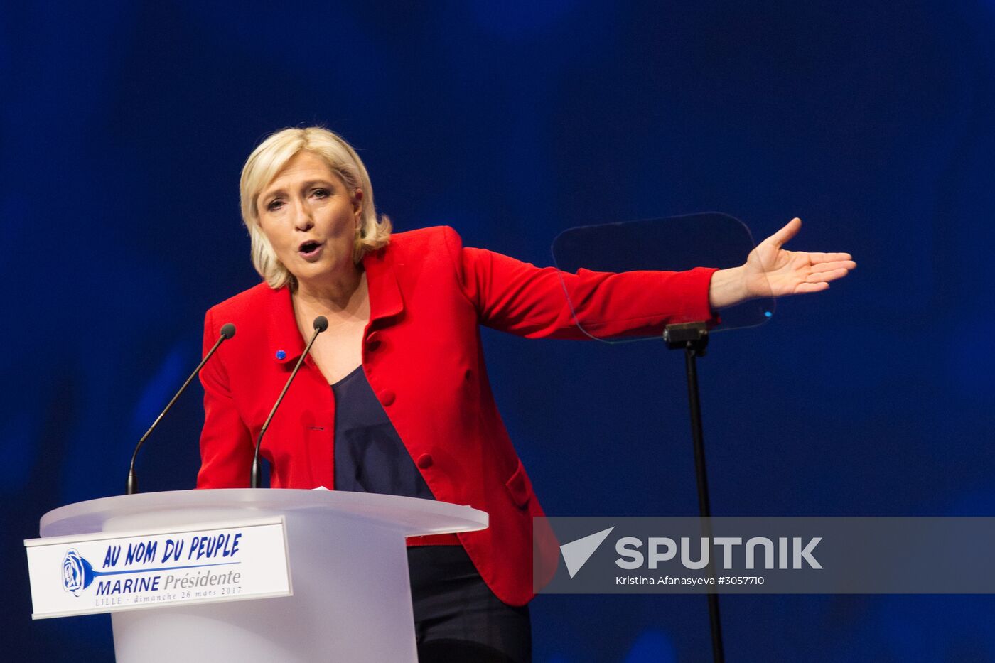 Rally in support of French presidential candidate Marine Le Pen in Lille